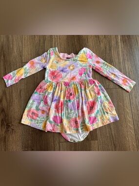 Little Sleepies twirl dress floral with pink bow in back 18-24 months